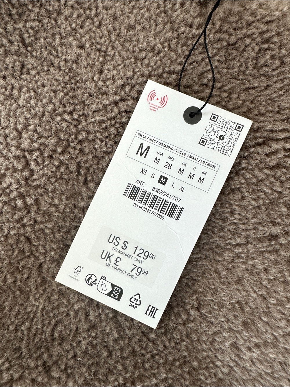 NWT Zara Taupe Plush Teddy Button Up Fleece Jacket - Picture 11 of 14